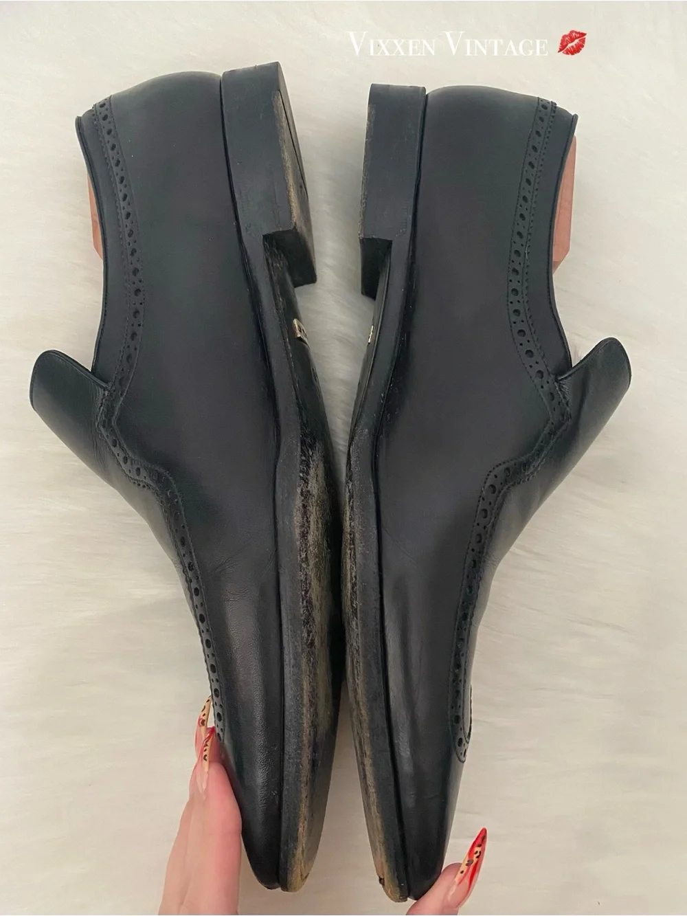 VINTAGE GUCCI LEATHER ‘MEN’S LOAFER WITH WINGTIP’ IN BLACK